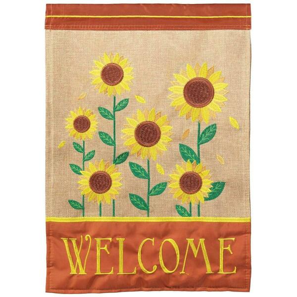 Recinto 29 x 42 in. Sunflowers Welcome Burlap Garden Flag - Large RE3460659